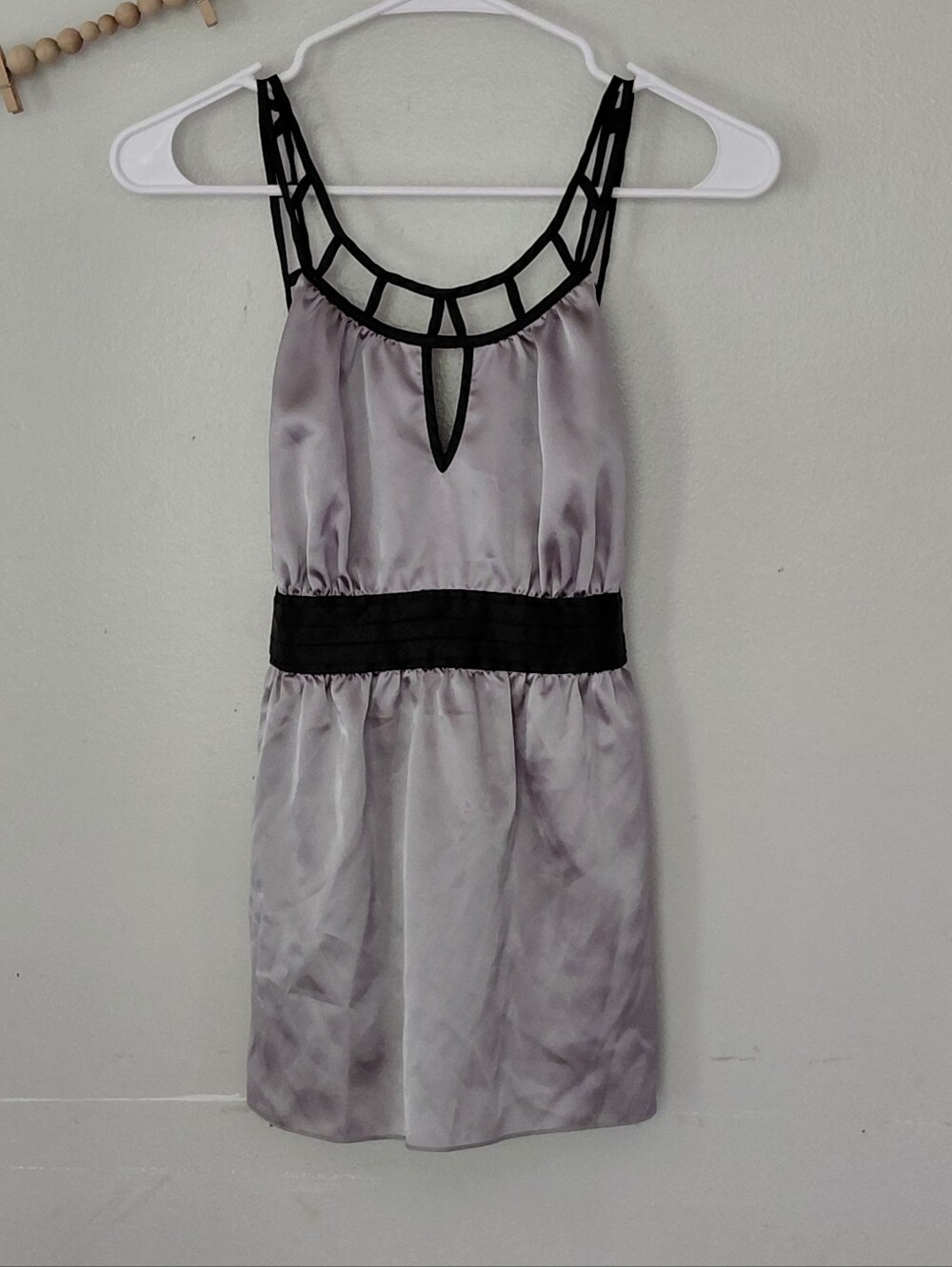 Y2K Satin Caged Cutout Open Back Black Sash Bow Mini Dress Size Small